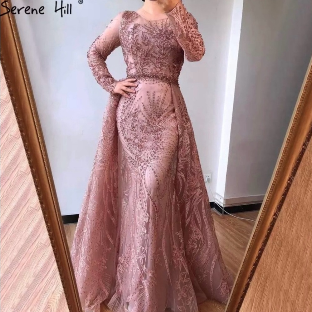 COPY - Serene Hill  Pink Long Mermaid Elegant  With Train Evening Dress Gown si…